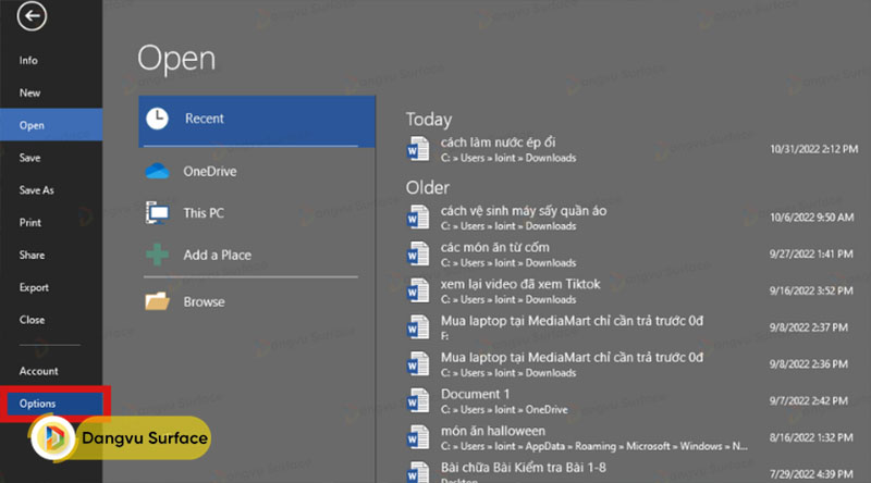 Cách thiết lập Tự động Lưu và Tự động Phục hồi