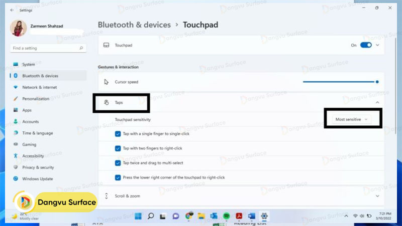 Cách tăng độ nhạy của Touchpad trên Windows 11