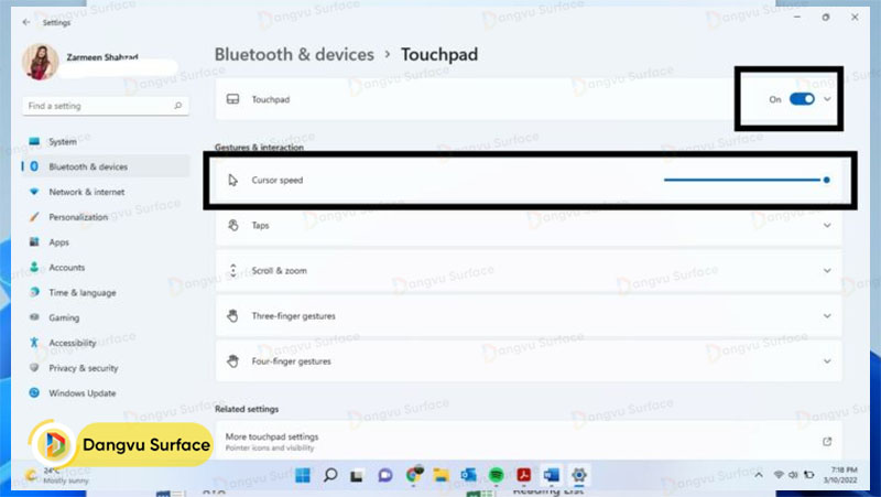 Cách tăng độ nhạy của Touchpad trên Windows 11