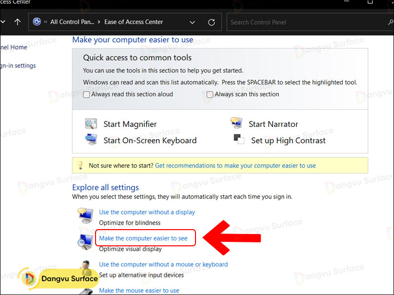 Tắt hiệu ứng trong Control Panel