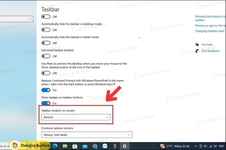 Cách chỉnh thanh công cụ trên màn hình máy tính bằng Taskbar Properties