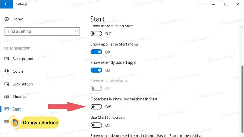 Tắt quảng cáo trên Start Menu