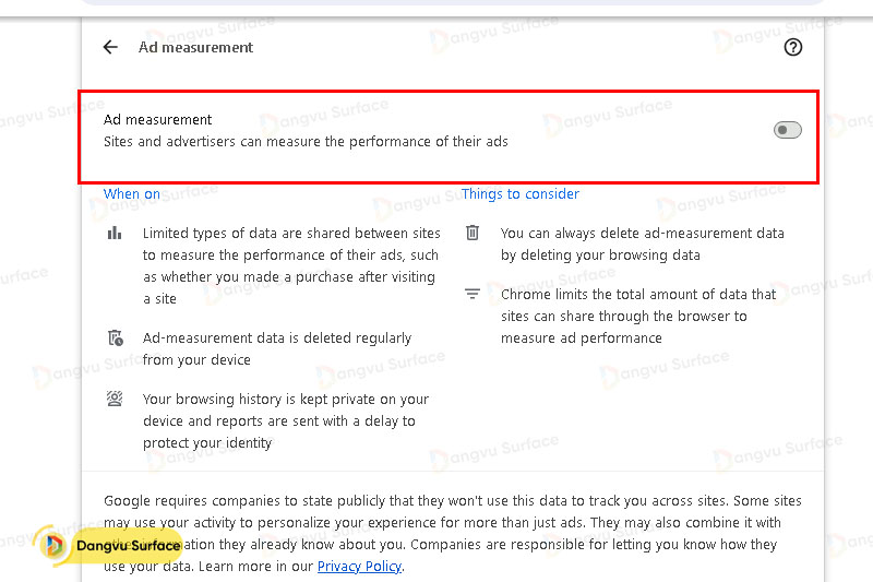 Tùy chỉnh cài đặt quyền riêng tư quảng cáo