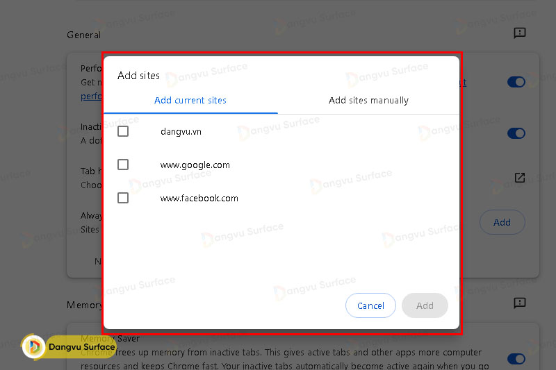 Tùy chỉnh cài đặt hiệu suất