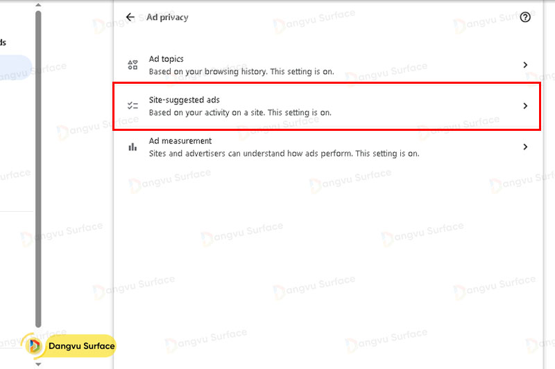Tùy chỉnh cài đặt quyền riêng tư quảng cáo