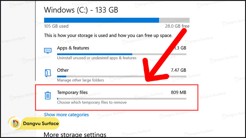 Sử Dụng Công Cụ Storage Settings