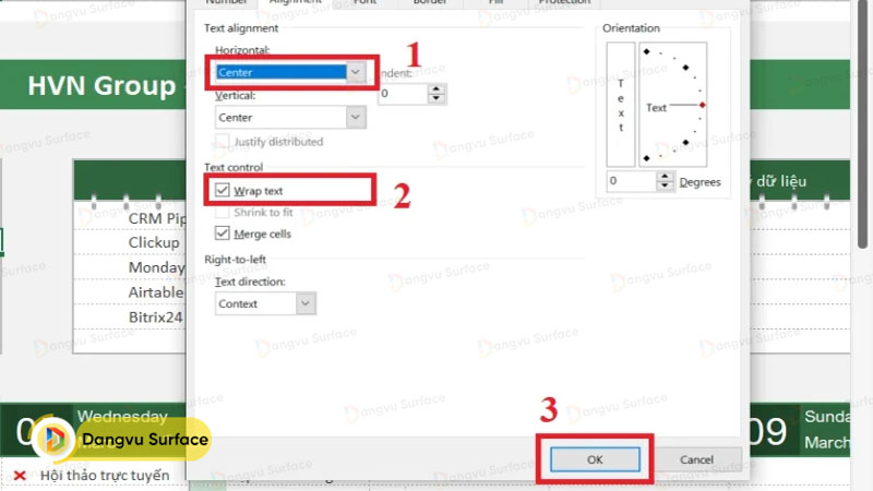Xuống dòng bằng cách điều chỉnh trong Format Cells