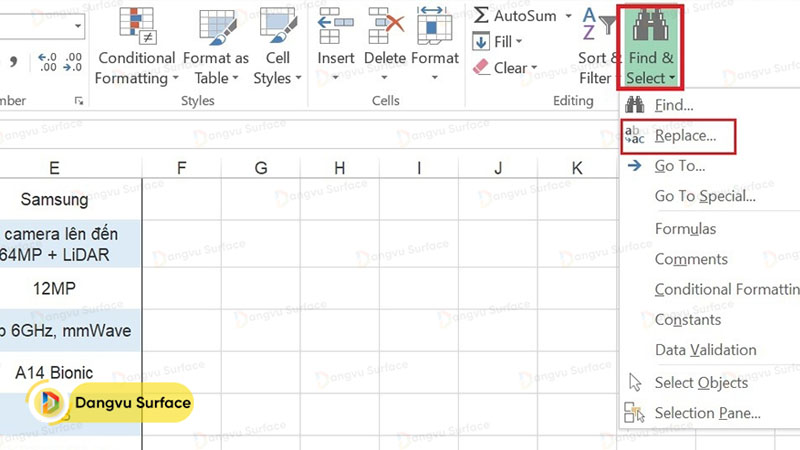 Xuống dòng bằng Find and Replace