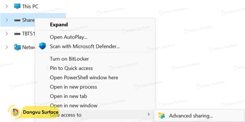 Cho phép tất cả người dùng có toàn quyền kiểm soát thư mục Chia sẻ Nâng cao
