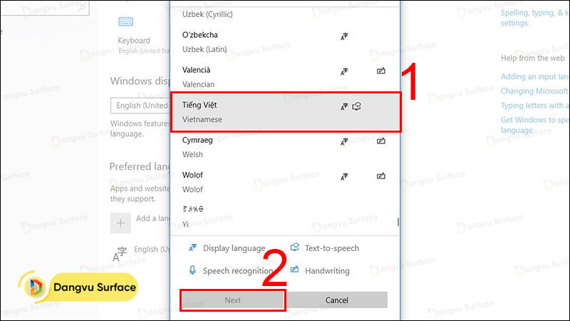 Hướng dẫn cài đặt ngôn ngữ Tiếng Việt trên Surface
