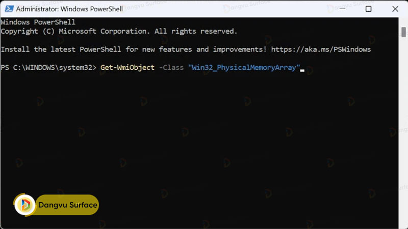 Sử dụng PowerShell để kiểm tra số lượng khe cắm bộ nhớ còn trống