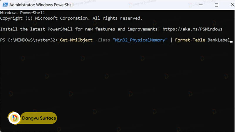 Sử dụng PowerShell để kiểm tra số lượng khe cắm bộ nhớ còn trống