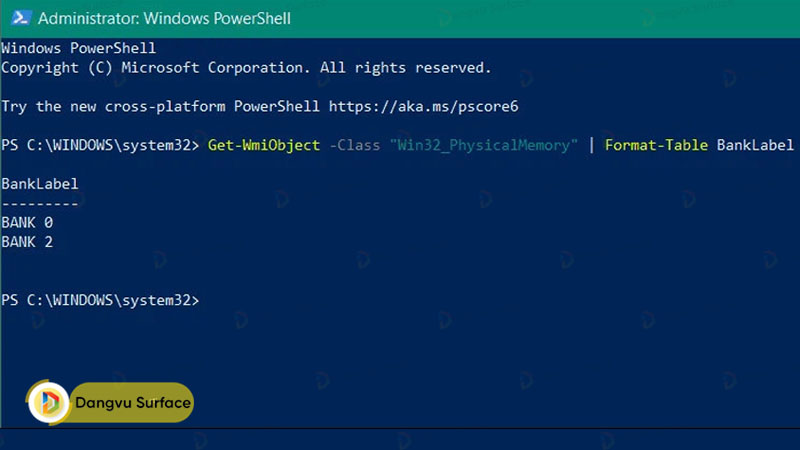 Sử dụng PowerShell để kiểm tra số lượng khe cắm bộ nhớ còn trống