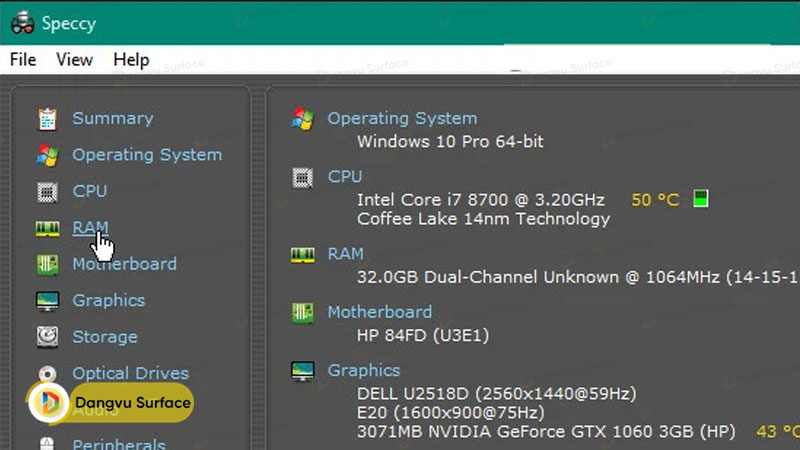 Sử dụng speccy để tìm số lượng khe có sẵn