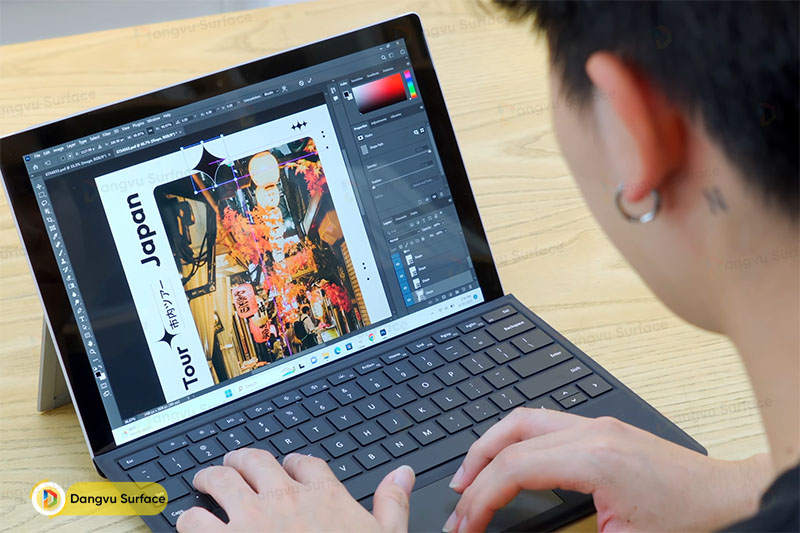 Hiệu năng của Surface Pro 6 vẫn đáp ứng tốt yêu cầu tìm chọn một thiết bị ổn định để làm việc đồ họa cơ bản