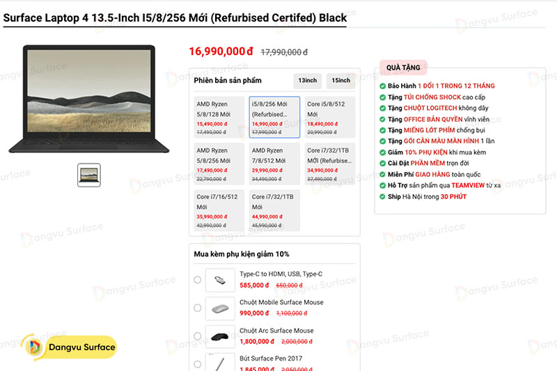 Surface Laptop 4 Refurbished có mức giá hợp lý