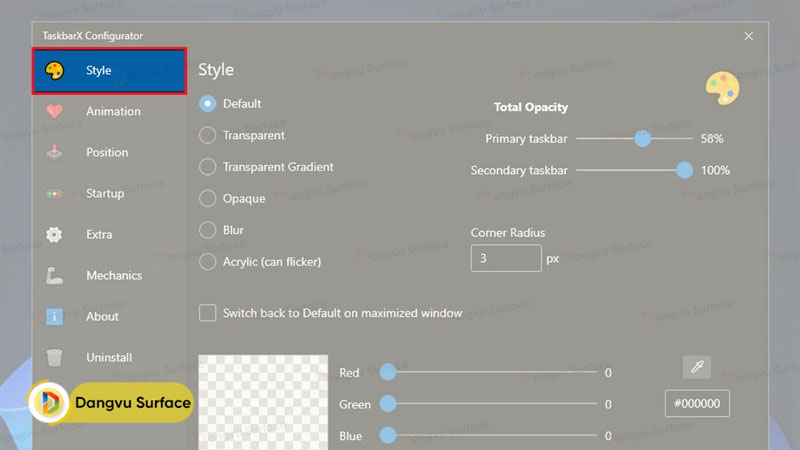 Cách làm trong suốt thanh Taskbar trên Windows 11 bằng TaskbarX