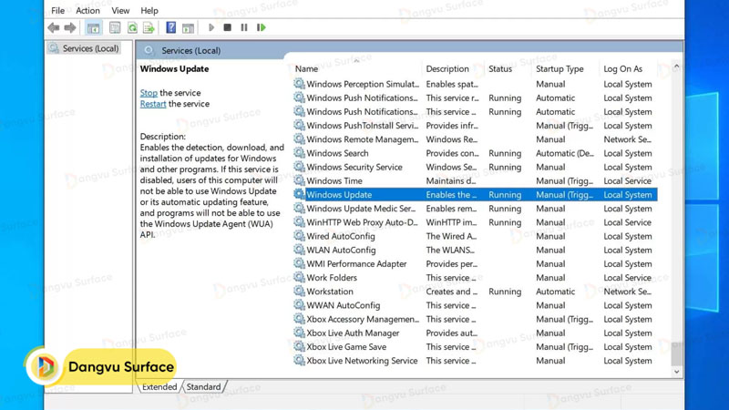 Tắt update Windows 10 bằng Services (services.msc)