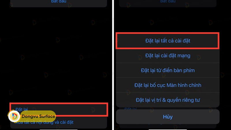 Tiến hành khôi phục cài đặt gốc