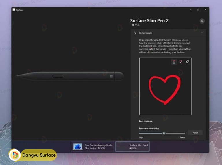 Thay đổi độ nhạy áp lực của Surface Slim Pen 2 trong ứng dụng Surface