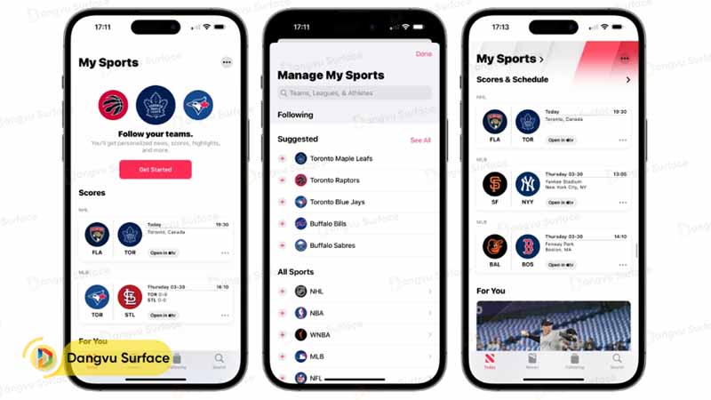 Các thẻ My Sports trong Apple News