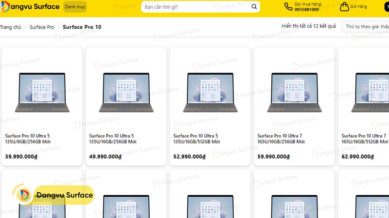 Giá bán Surface Pro 10 tại Đăng Vũ