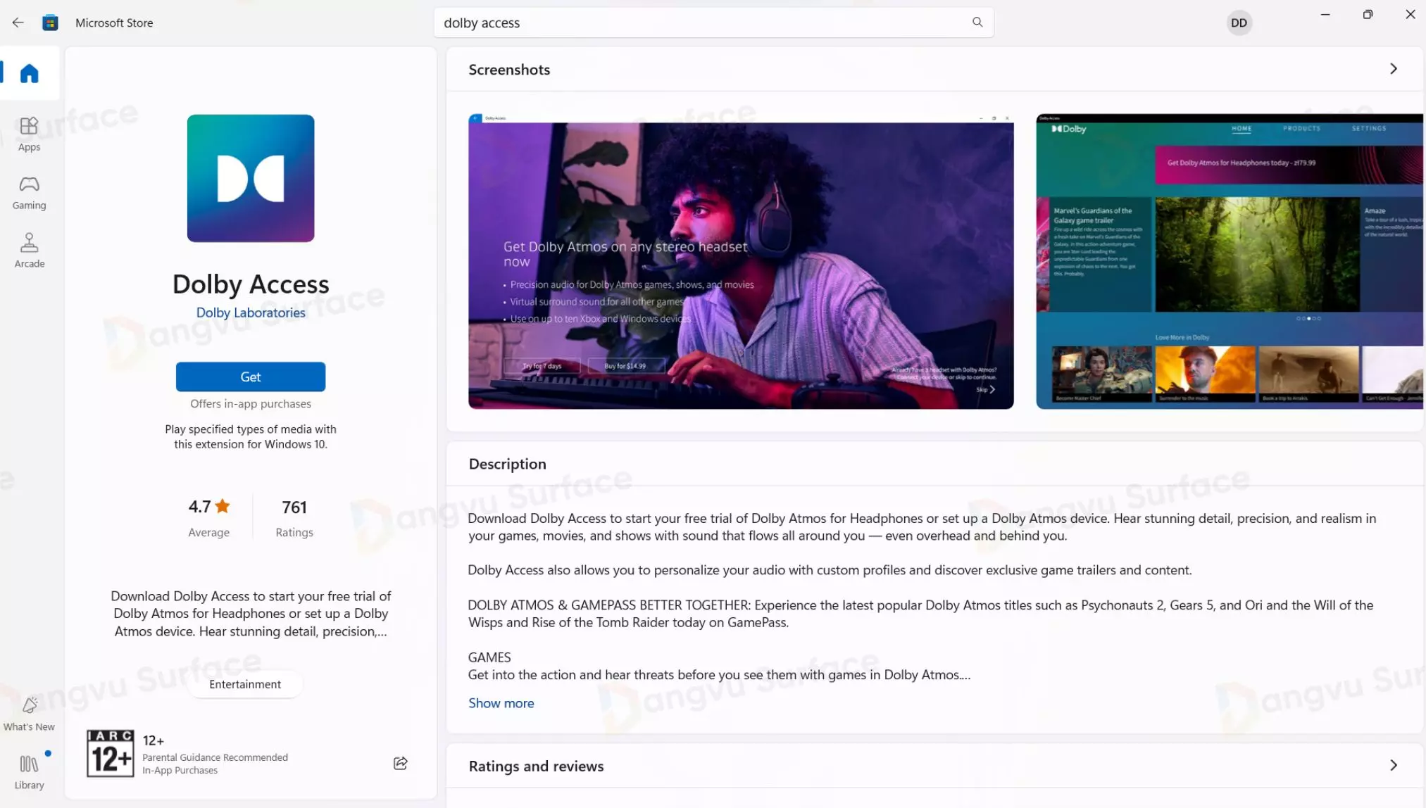 Tải ứng dụng Dolby Access trên Microsoft Store để trải nghiệm công nghệ Dolby Atmos