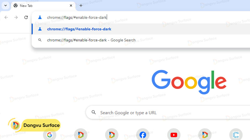 Nhâp đường dẫn chrome://flags/#enable-force-dark