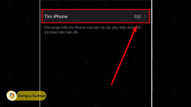 Nhấn vào mục “Tìm iPhone” (Find My iPhone)