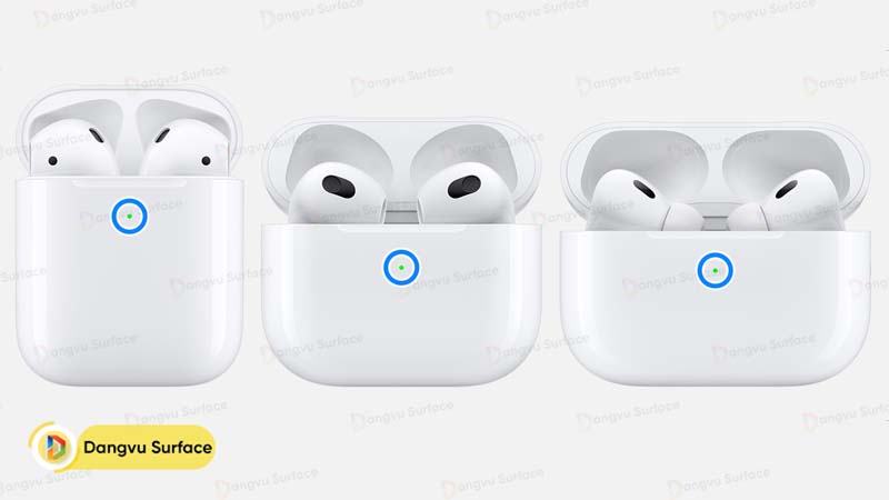 Quan sát tín hiệu đèn báo trên case Airpods