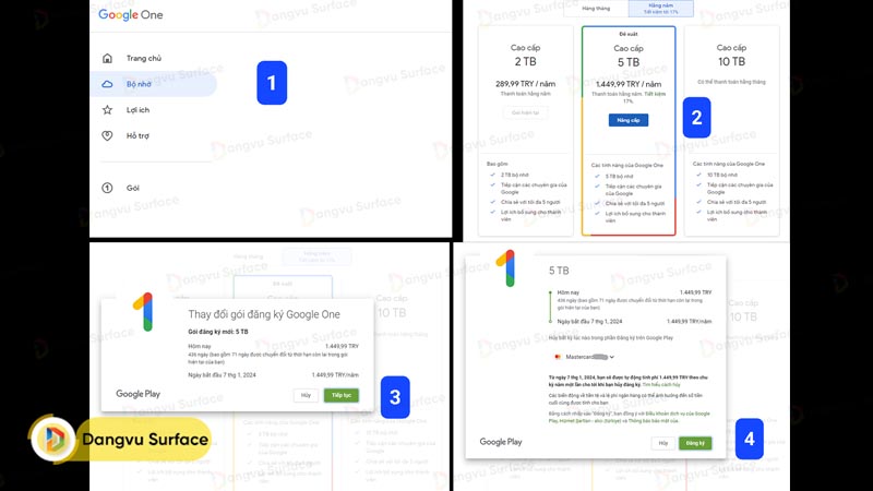 Truy cập vào Google One và đăng ký gói cước