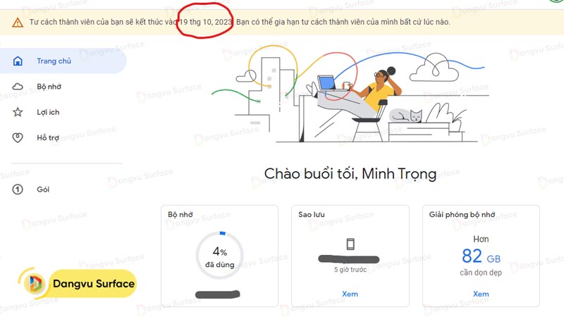 Chờ Google One hiển thị thông báo