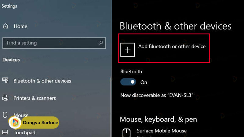 Nhấn vào + Add bluetooth or other device