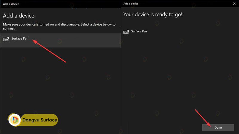 Chọn biểu tượng Surface Pen và đợi kết nối