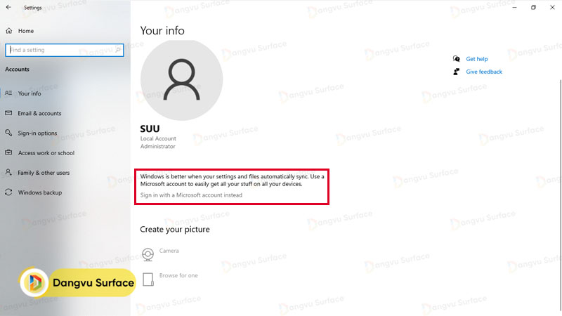 Chọn Sign in with a Microsoft account instead