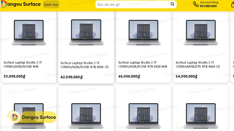 Giá bán Surface Laptop Studio 2 tại Đăng Vũ