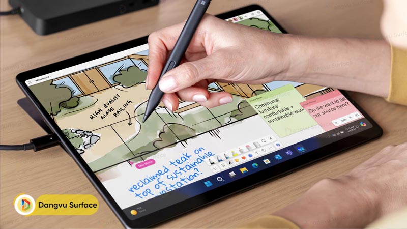 Bạn cũng nên trang bị thêm bút cảm ứng Surface Slim Pen 2 hoặc Surface Pen để đáp ứng tốt các tác vụ viết, vẽ