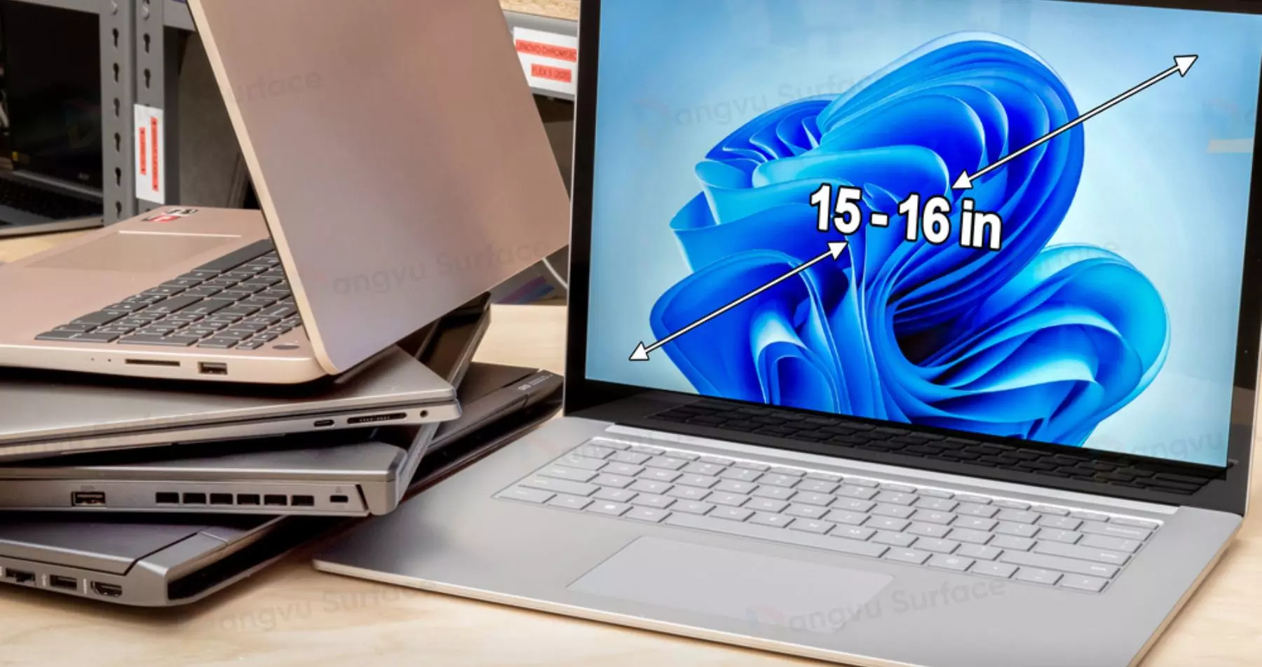 Laptop văn phòng màn hình 15-16 inch mang lại trải nghiệm hình ảnh rộng rãi hơn