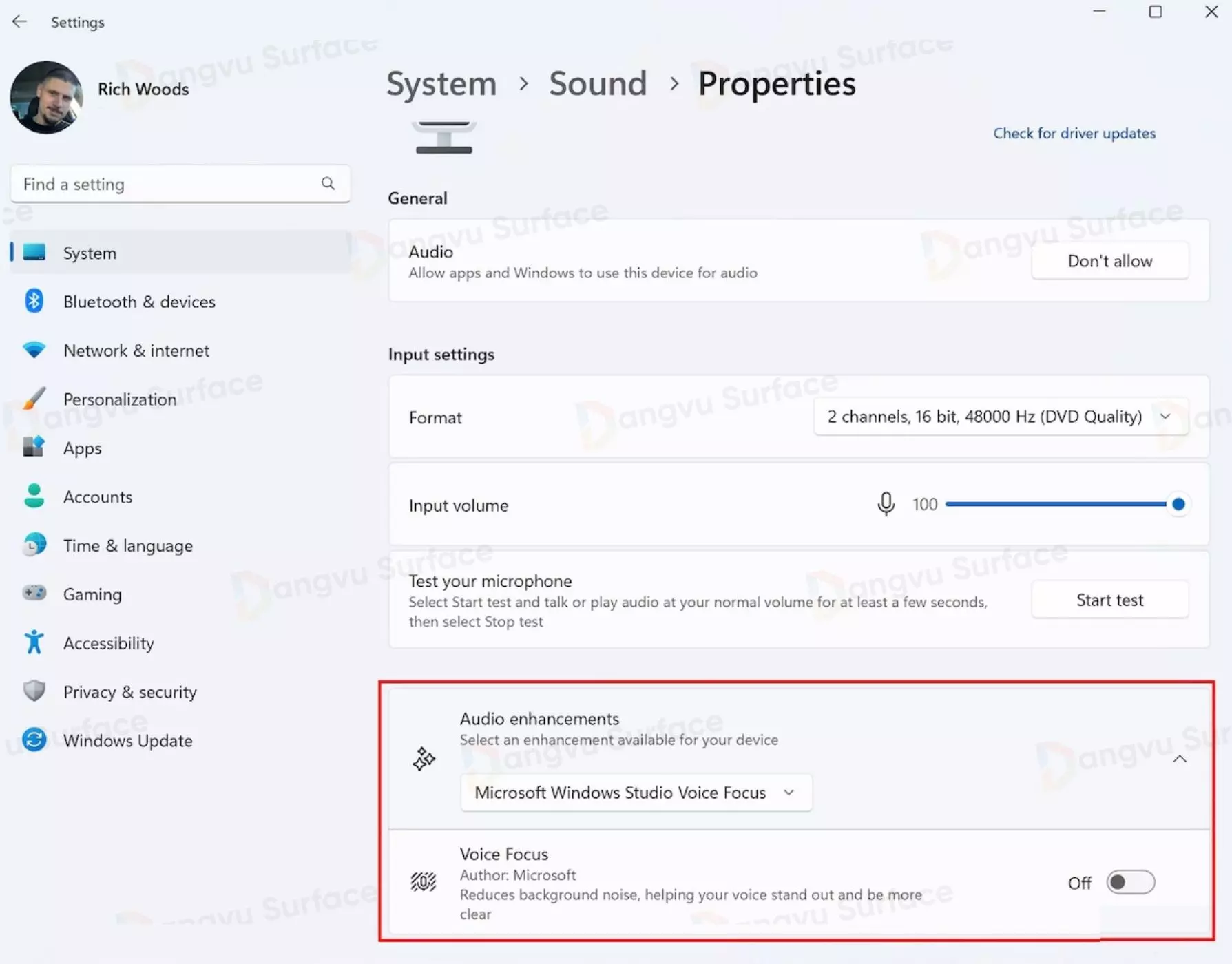 Bật hiệu ứng âm thanh tại phần Cài đặt (Settings)