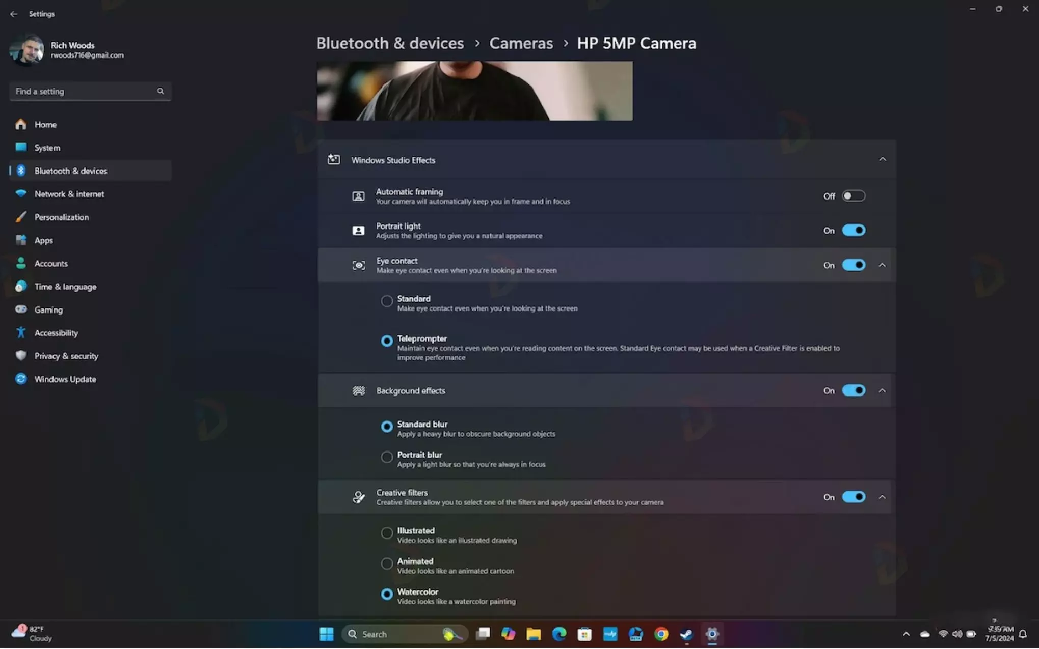 Người dùng có thể bật Windows Studio Effects tại phần Cài đặt (Settings)