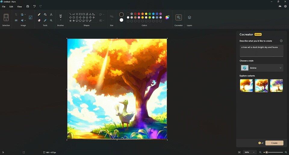 Tính năng AI Cocreator trong Paint