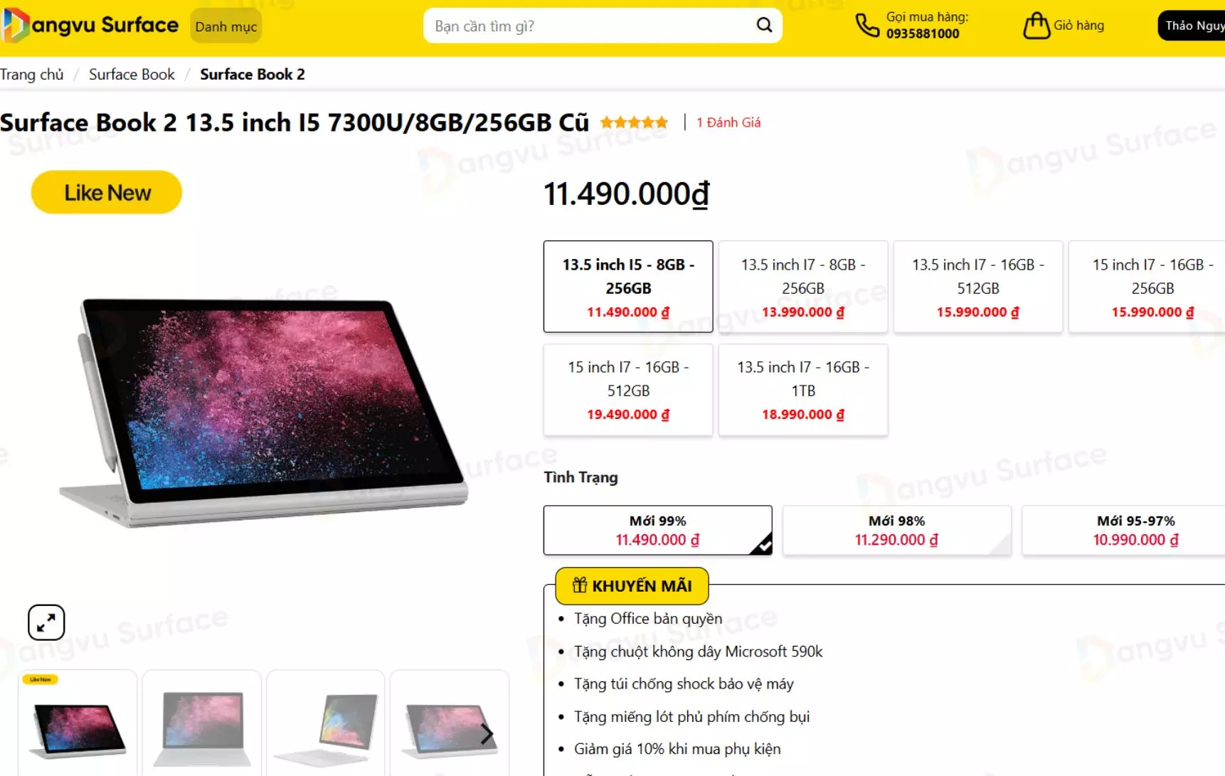 Giá bán Surface Book 2 tại Đăng Vũ Surface