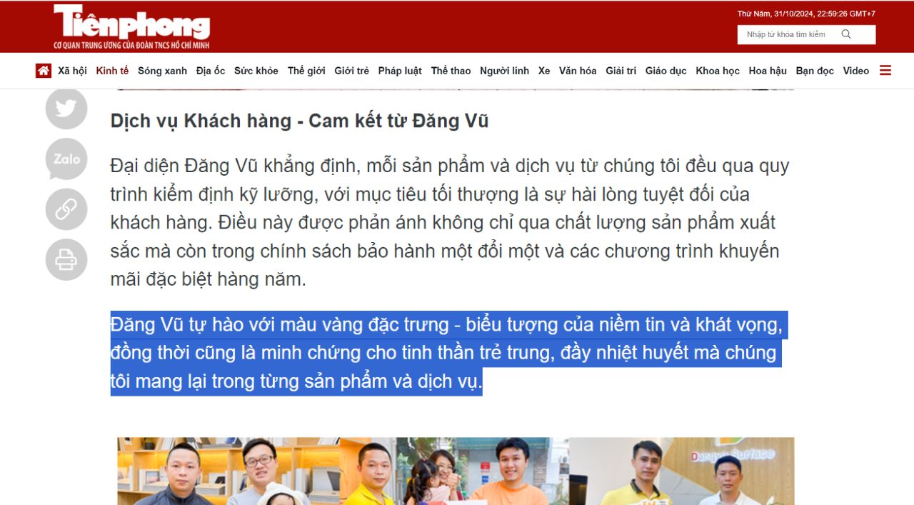 Báo Tiên Phong nói gì về Đăng Vũ Surface