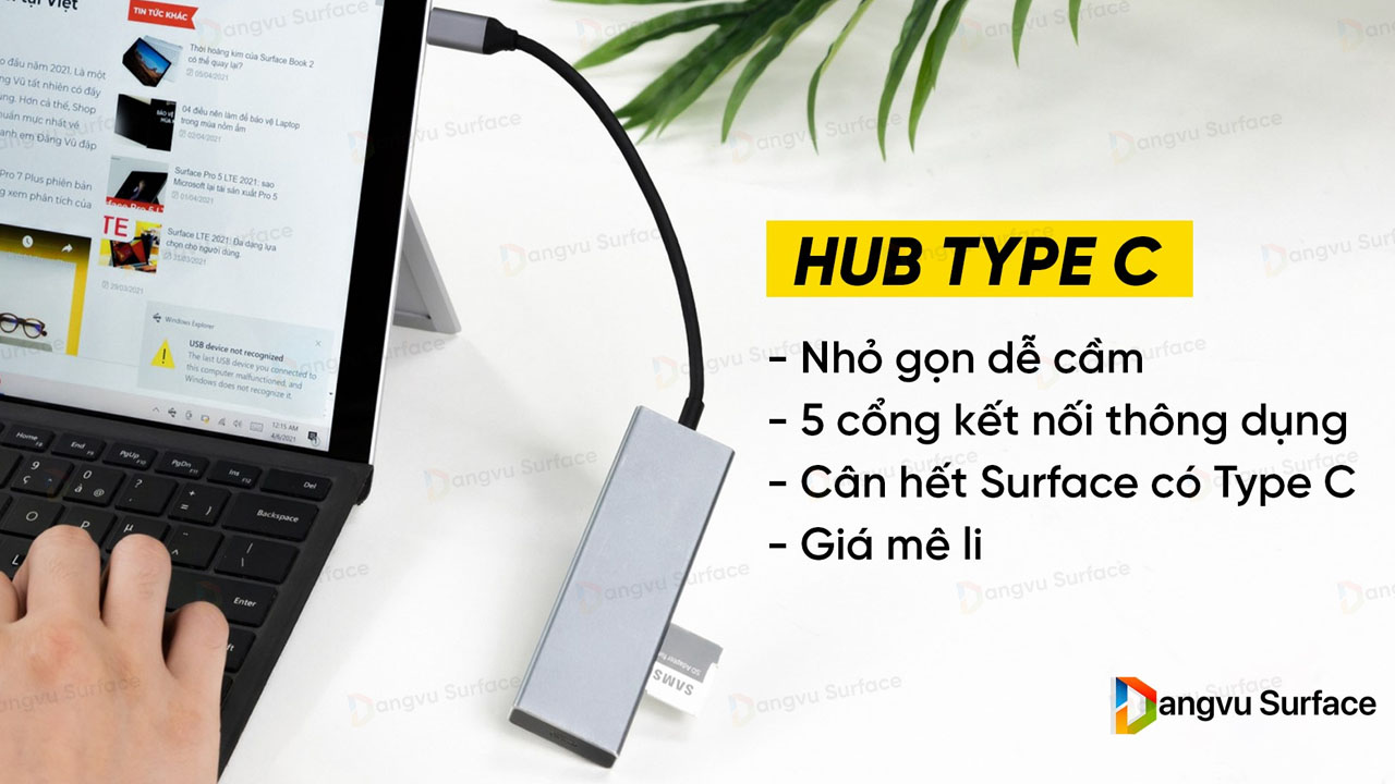 Thiếu cổng kết nối Dùng Hub type C