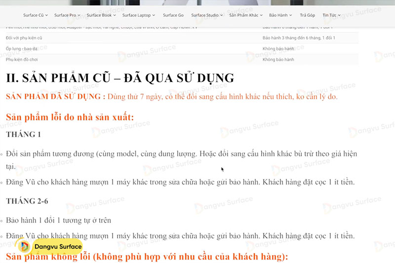 Chính sách mua Surface cũ hấp dẫn tại Đăng Vũ