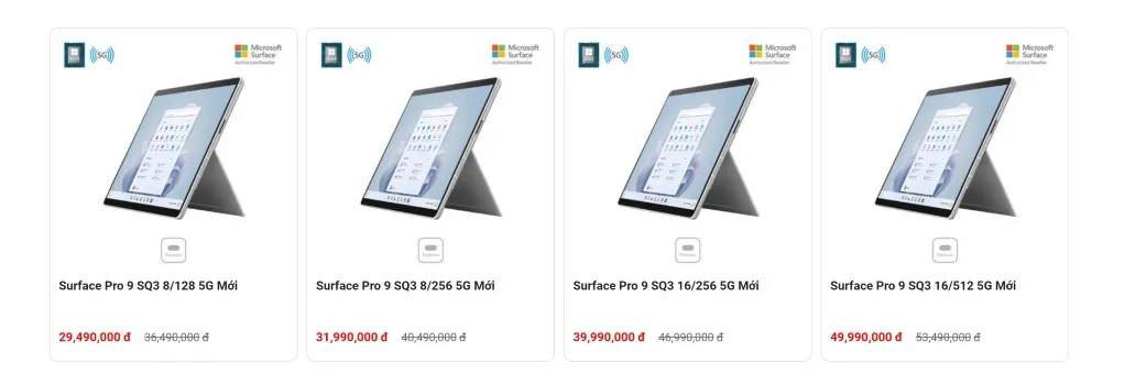 Giá bán Surface Pro 9 5G tại Đăng Vũ