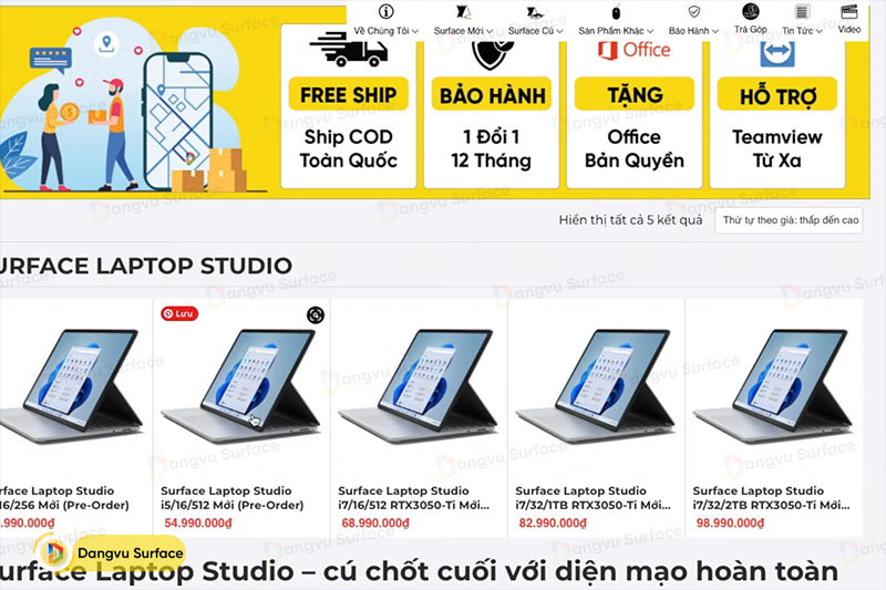 Giá bán Surface Laptop Studio