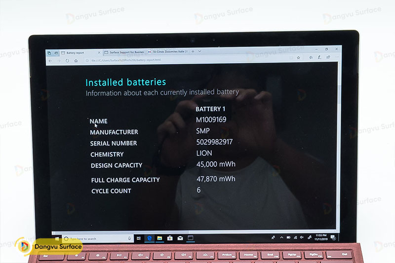 Bạn có thể kiểm tra Pin khi mua Surface Cũ