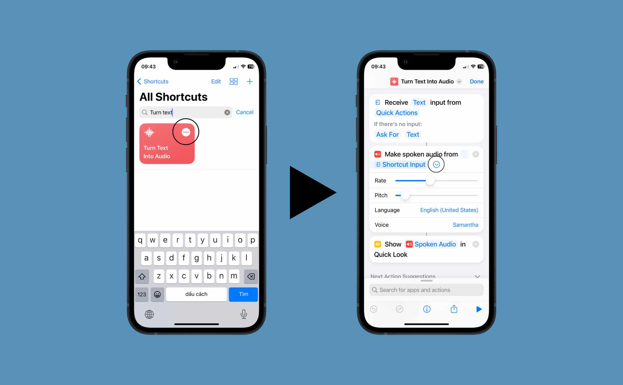 Tùy chỉnh ứng dụng Shortcuts