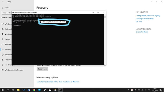 Copy đoạn code này và dán vào trình duyệt Edge và ấn ENTER – Bảng chi tiết tình trạng PIN sẽ hiện ra